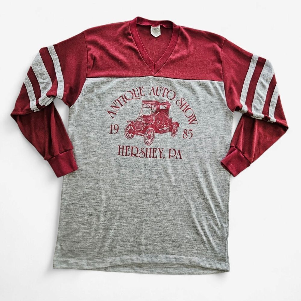 Vintage 1985 Hershey Antique Auto Car Show Jersey Style Long Sleeve Tee Shirt XL